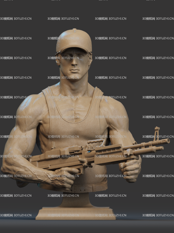 第一滴血兰博史泰龙半身像-3D图纸网