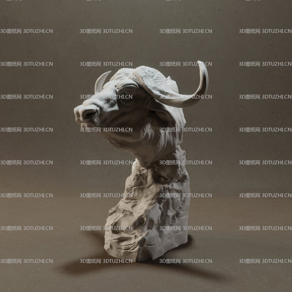 动物头雕水牛头雕-3D图纸网