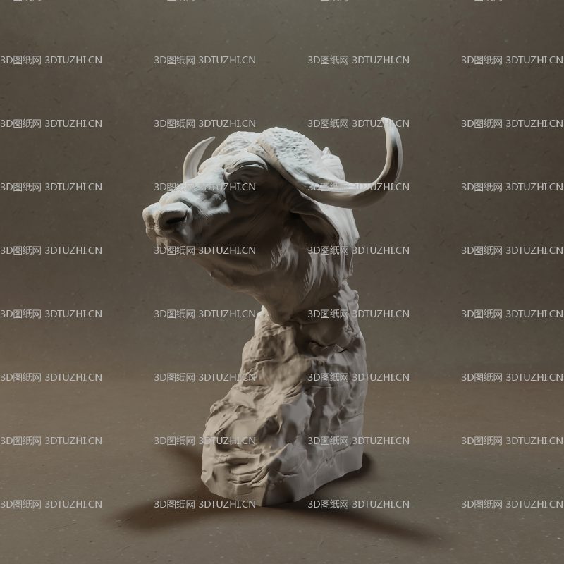 动物头雕水牛头雕-3D图纸网