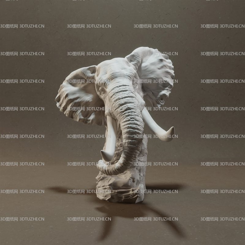 动物头雕大象头雕-3D图纸网