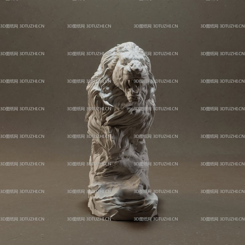 狮子雄狮头雕-3D图纸网