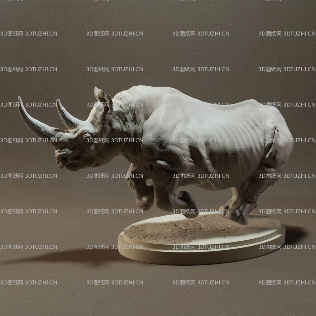 犀牛攻击姿态-3D图纸网