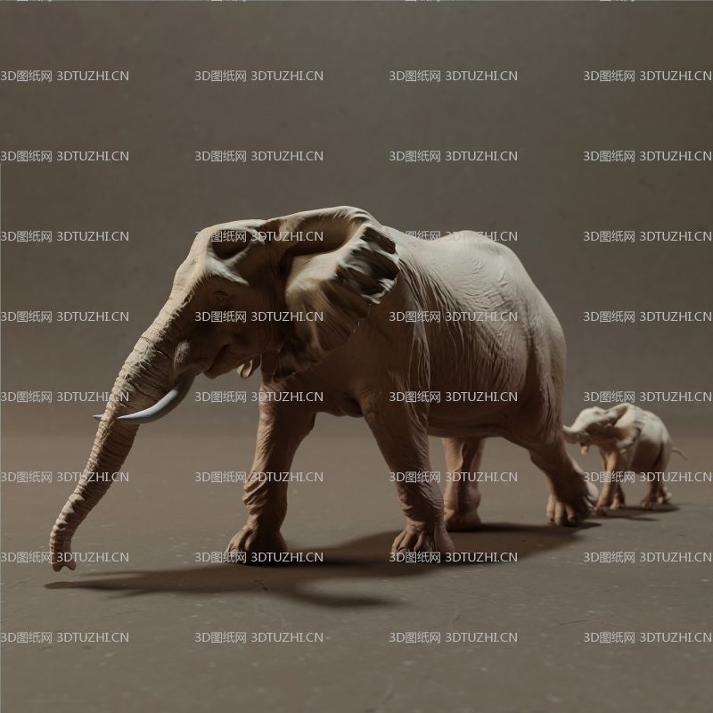 母象和小象幼象-3D图纸网