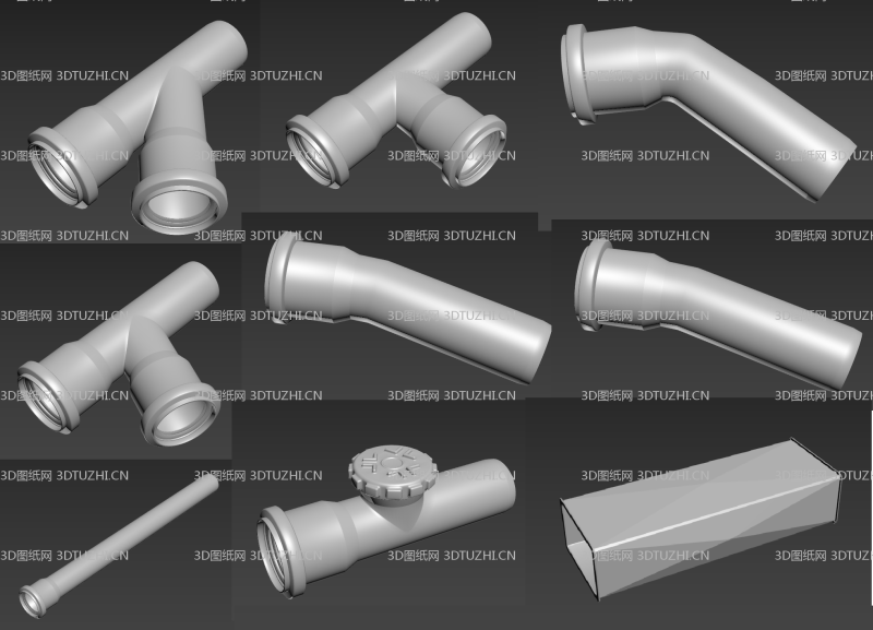 各类管道组件模型-3D图纸网