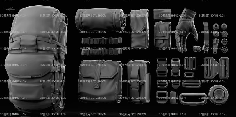 战术背包手套-3D图纸网