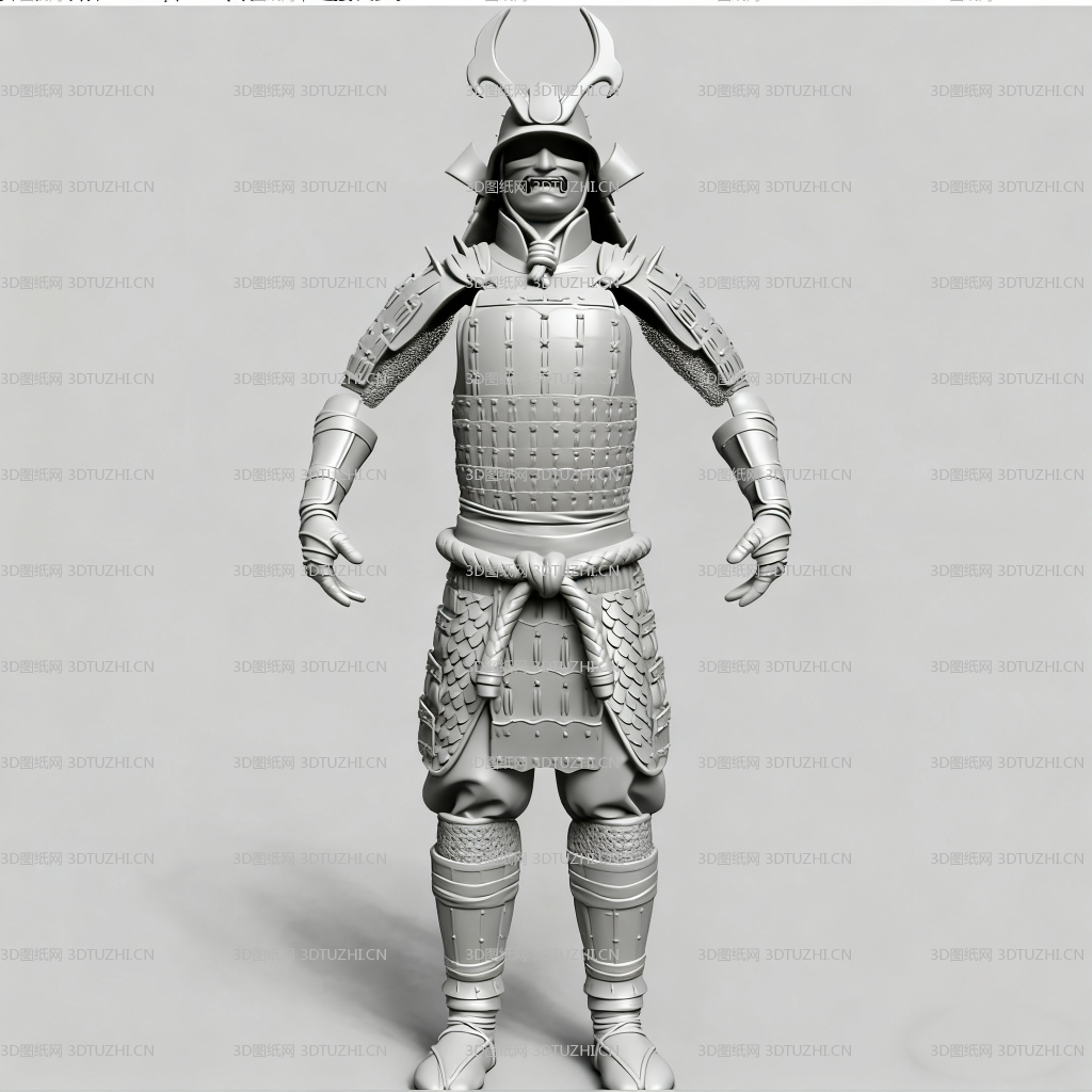 日本武士盔甲分件-3D图纸网