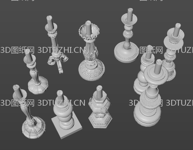 欧式烛台模型-3D图纸网