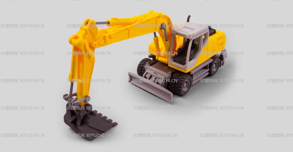 挖掘机Excavator（轮胎版）-3D图纸网