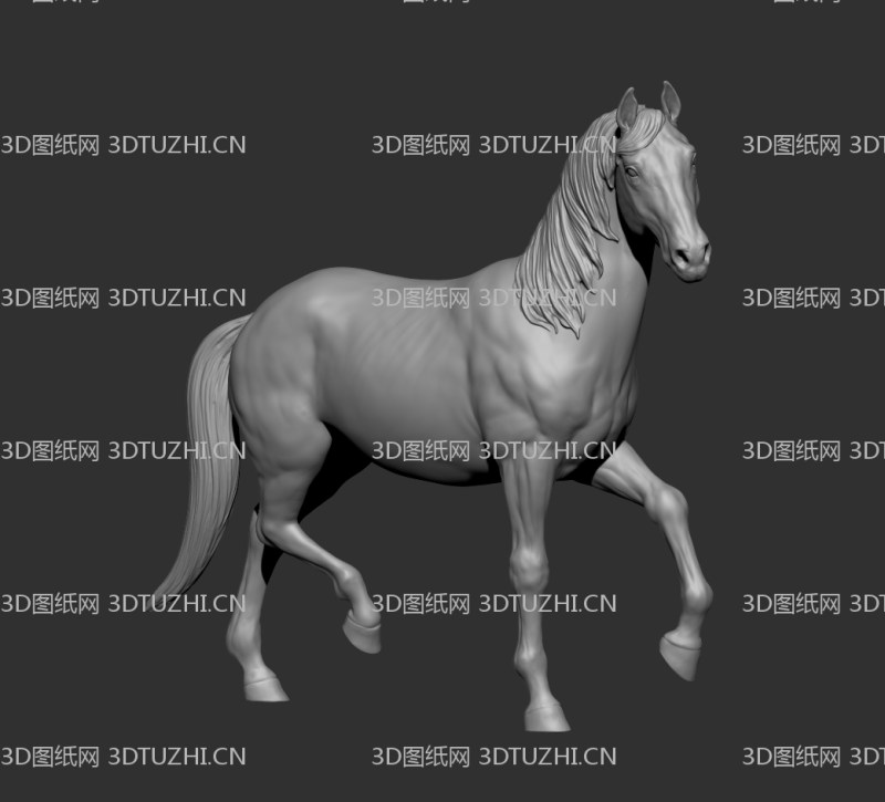 骏马行走姿势雕刻-3D图纸网