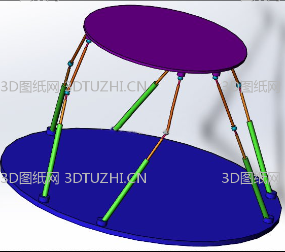 六自由度液压并联平台建模-3D图纸网