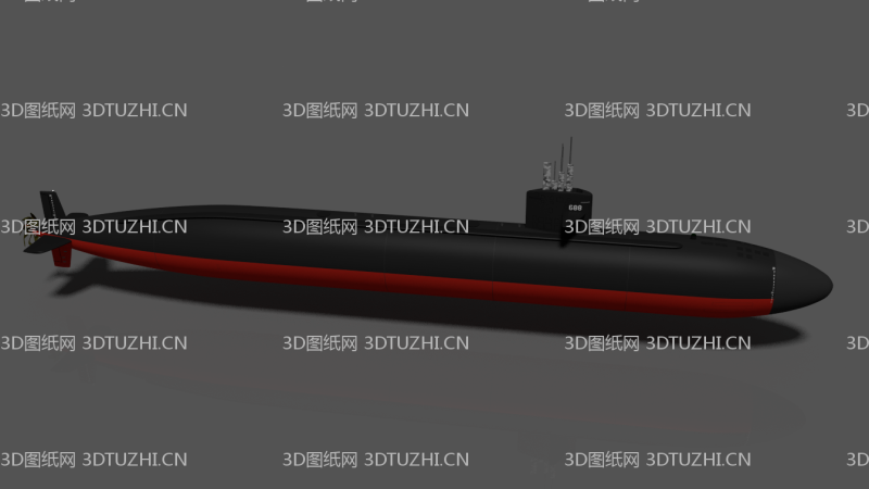 美国洛杉矶级攻击核潜艇SSN-688-1-3D图纸网