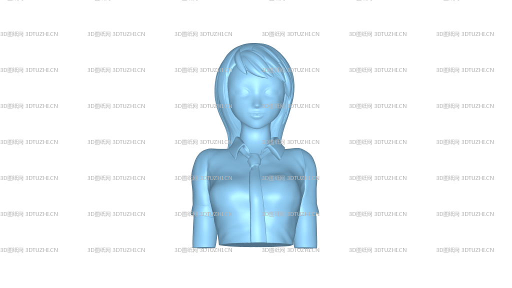 制服女孩半身像-3D图纸网