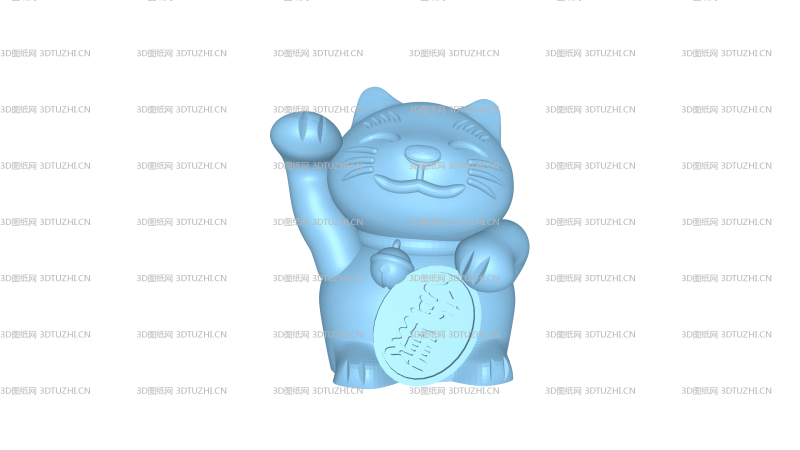 欢笑的招财猫-3D图纸网