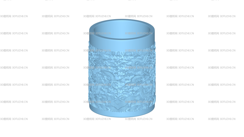 中国龙笔筒-3D图纸网