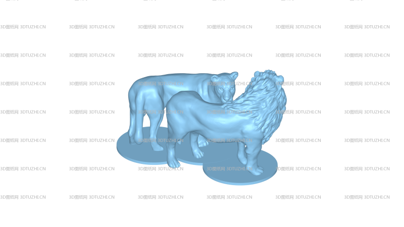 狮子和母狮-3D图纸网