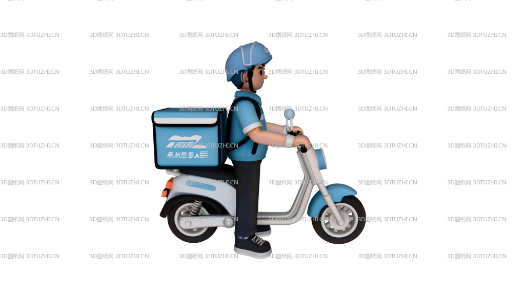 外卖员美团饿了么京东-3D图纸网