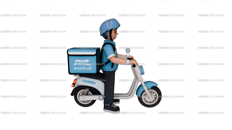 外卖员美团饿了么京东-3D图纸网