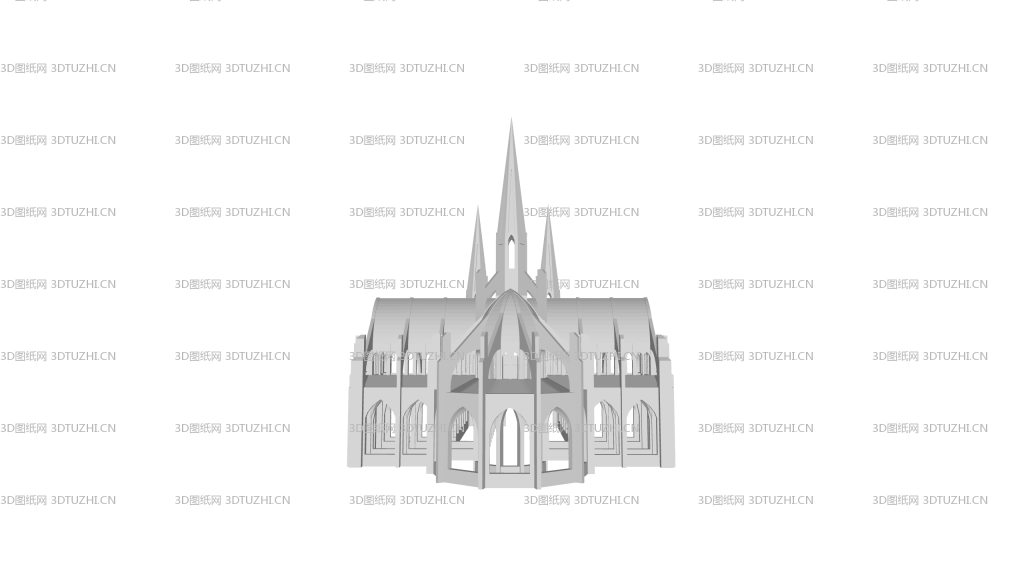 哥特式教堂设计-3D图纸网