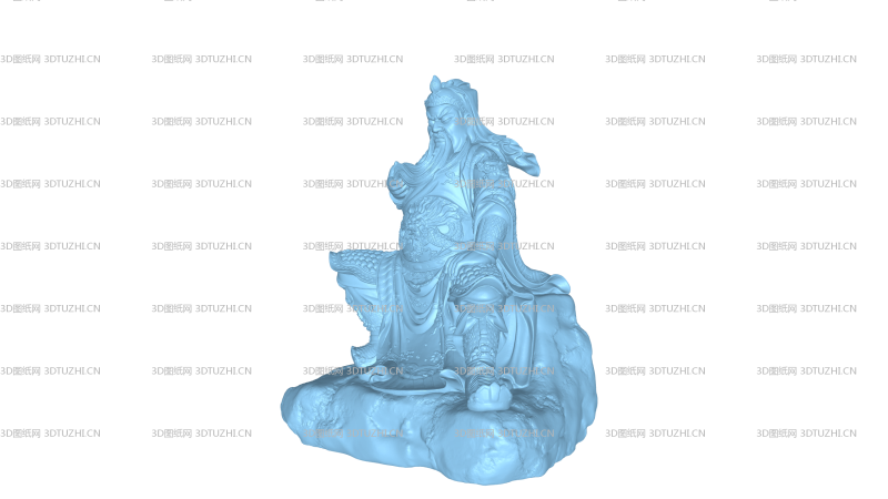 关公坐像关羽-3D图纸网