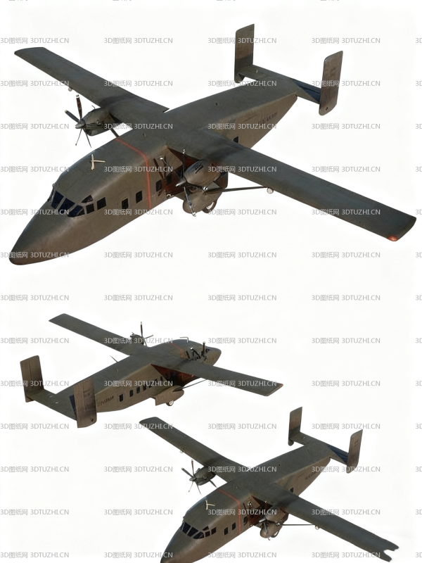 美国雪帕螺旋桨运输机-3D图纸网