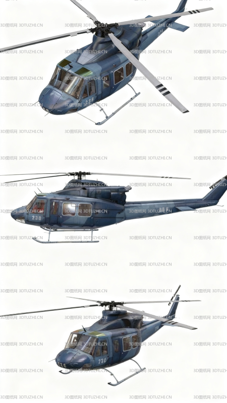 拜尔Bell 412 直升机-3D图纸网