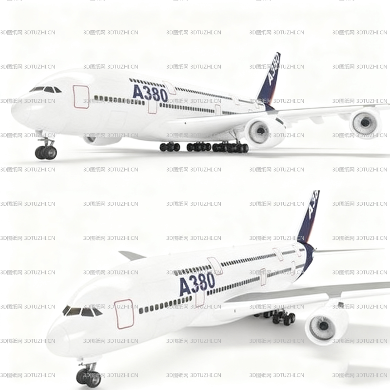 空客A380客机飞机 3D Model-3D图纸网