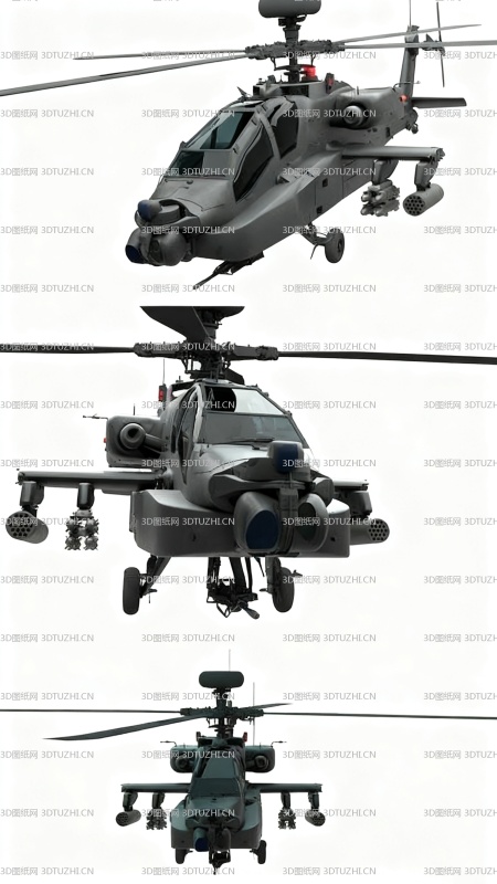 AH-64D阿帕奇武装直升机-3D图纸网