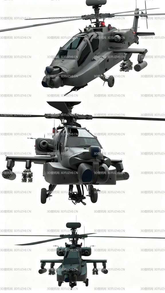 AH-64D阿帕奇武装直升机-3D图纸网